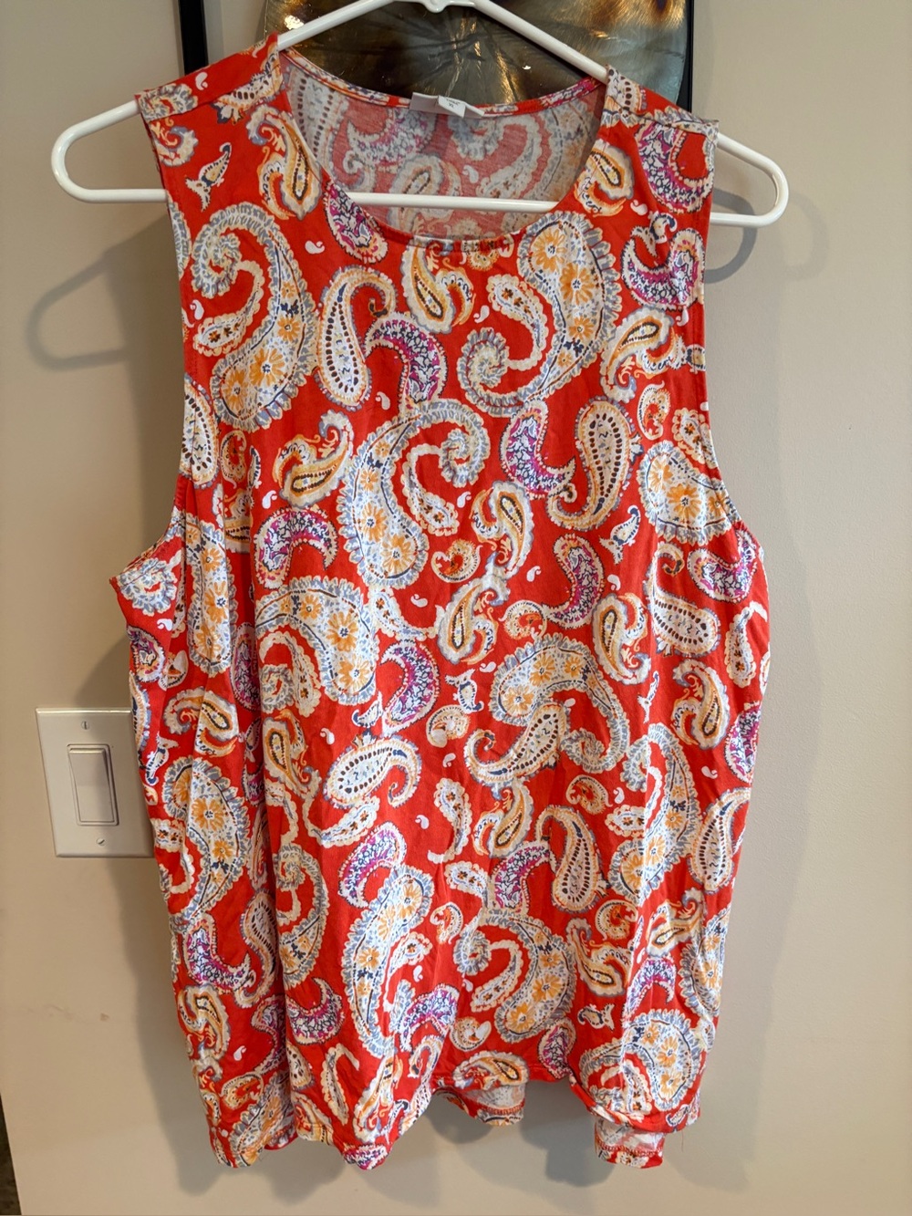J. Jill Red Paisley Scoop Neck Tank
